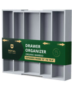 Utensil Drawer Organizer, Gray (5 Slots) Royal Craft Wood