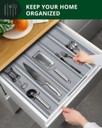 Utensil Drawer Organizer, Gray (5 Slots) Royal Craft Wood
