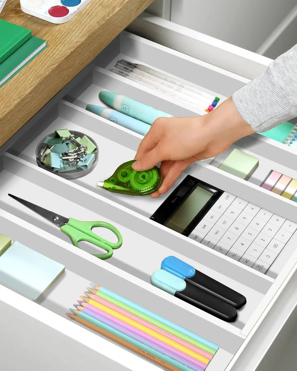 Utensil Drawer Organizer, White (5 Slots) Royal Craft Wood