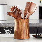 Acacia Wood Utensil Holder - House Of Avana [[SKU:HOA-KAC-410]]