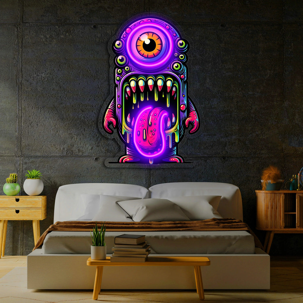 UV Printed Skull Neon Sign, Neon Wall Art, Neon Light Sign, UV Print Neon Sign Peony Atelier