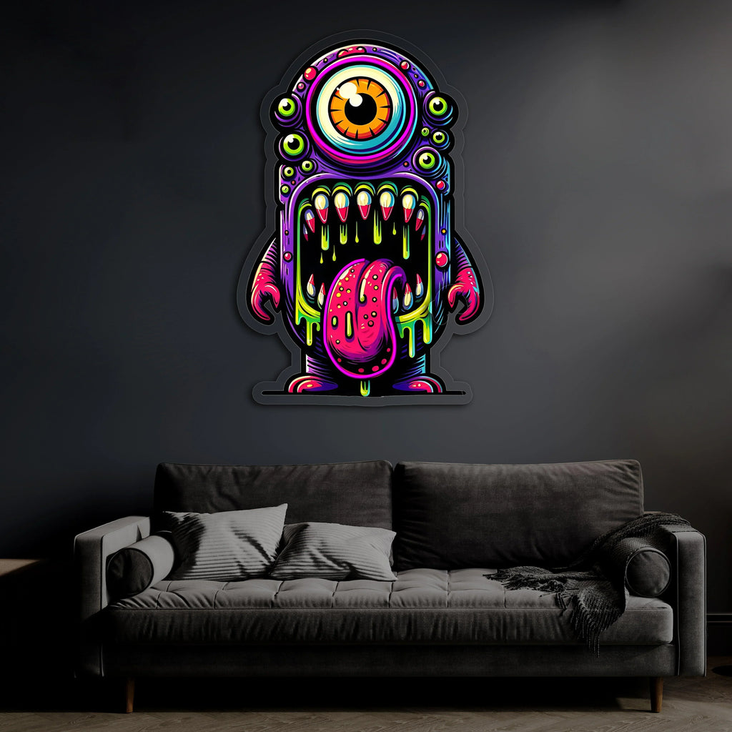 UV Printed Skull Neon Sign, Neon Wall Art, Neon Light Sign, UV Print Neon Sign Peony Atelier