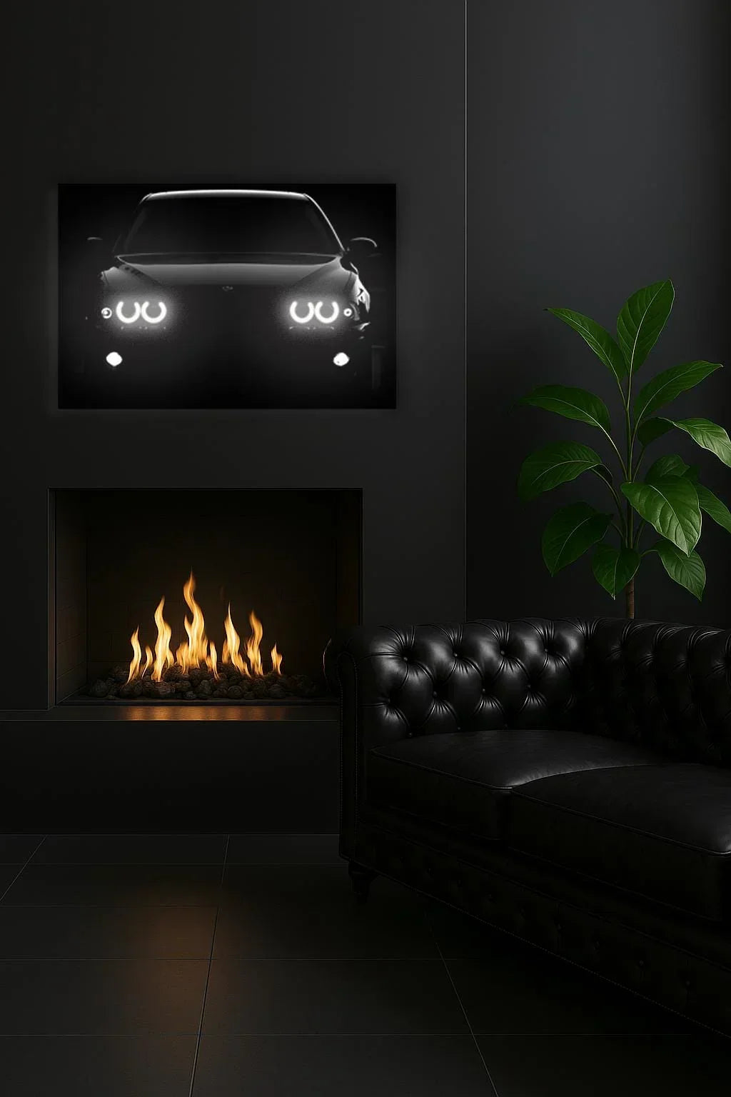 UV‑Printed Plexiglass Classic Sport Car Front Art with LED Halo Peony Atelier