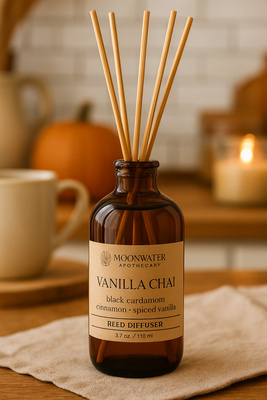Vanilla Chai - REED DIFFUSER & ROOM SPRAY -- Spiced, Sweet Cream Aroma. by Moon Water Apothecary Moon Water Apothecary