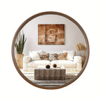 Round Vanity Mirror with Wood Frame - House Of Avana