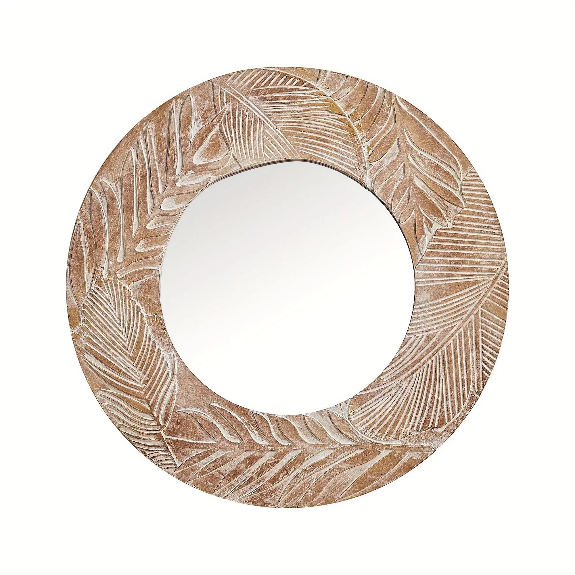 28 In. W X In. H Round Rustic Framed Wall Bathroom Vanity Mirror - House Of Avana