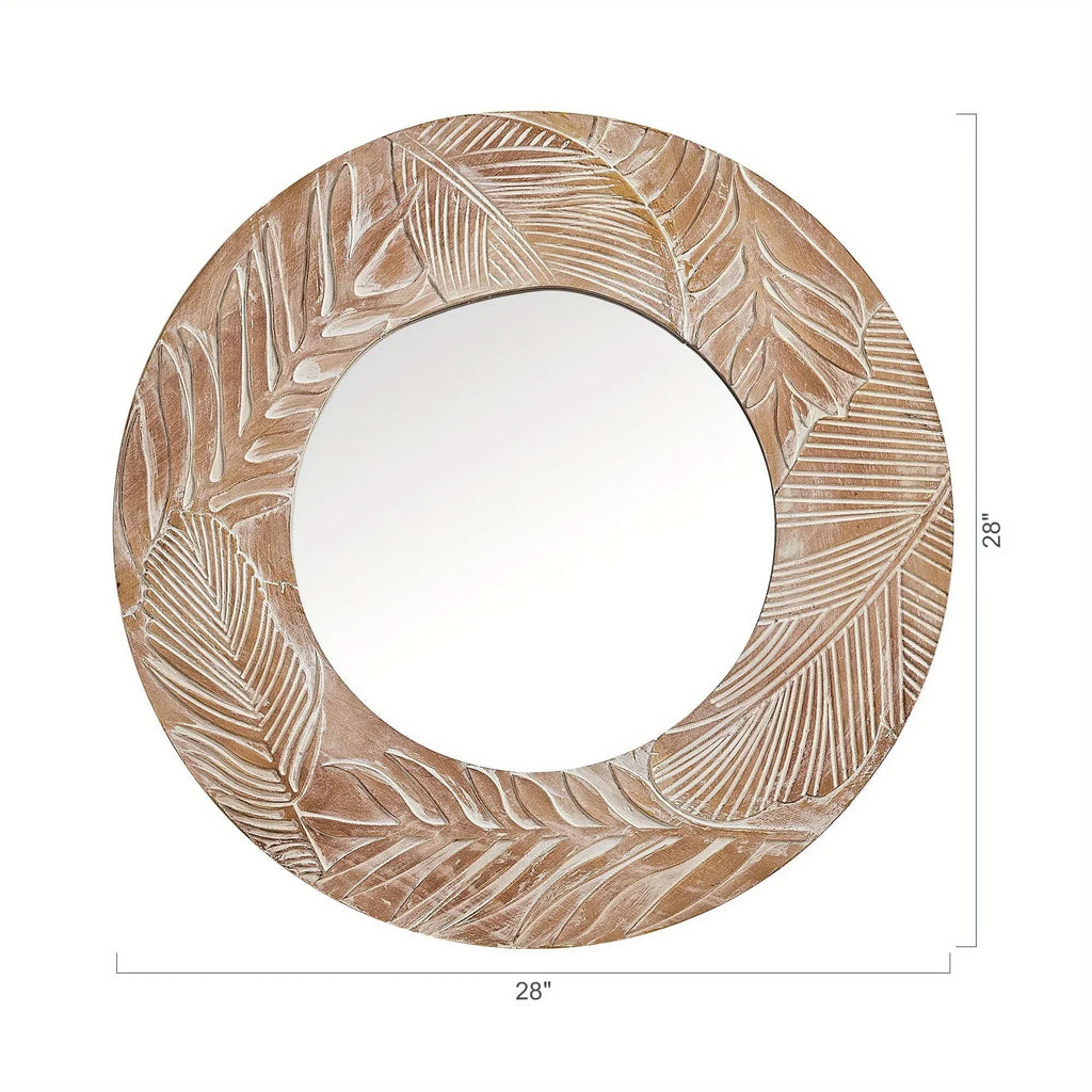 28 In. W X In. H Round Rustic Framed Wall Bathroom Vanity Mirror - House Of Avana
