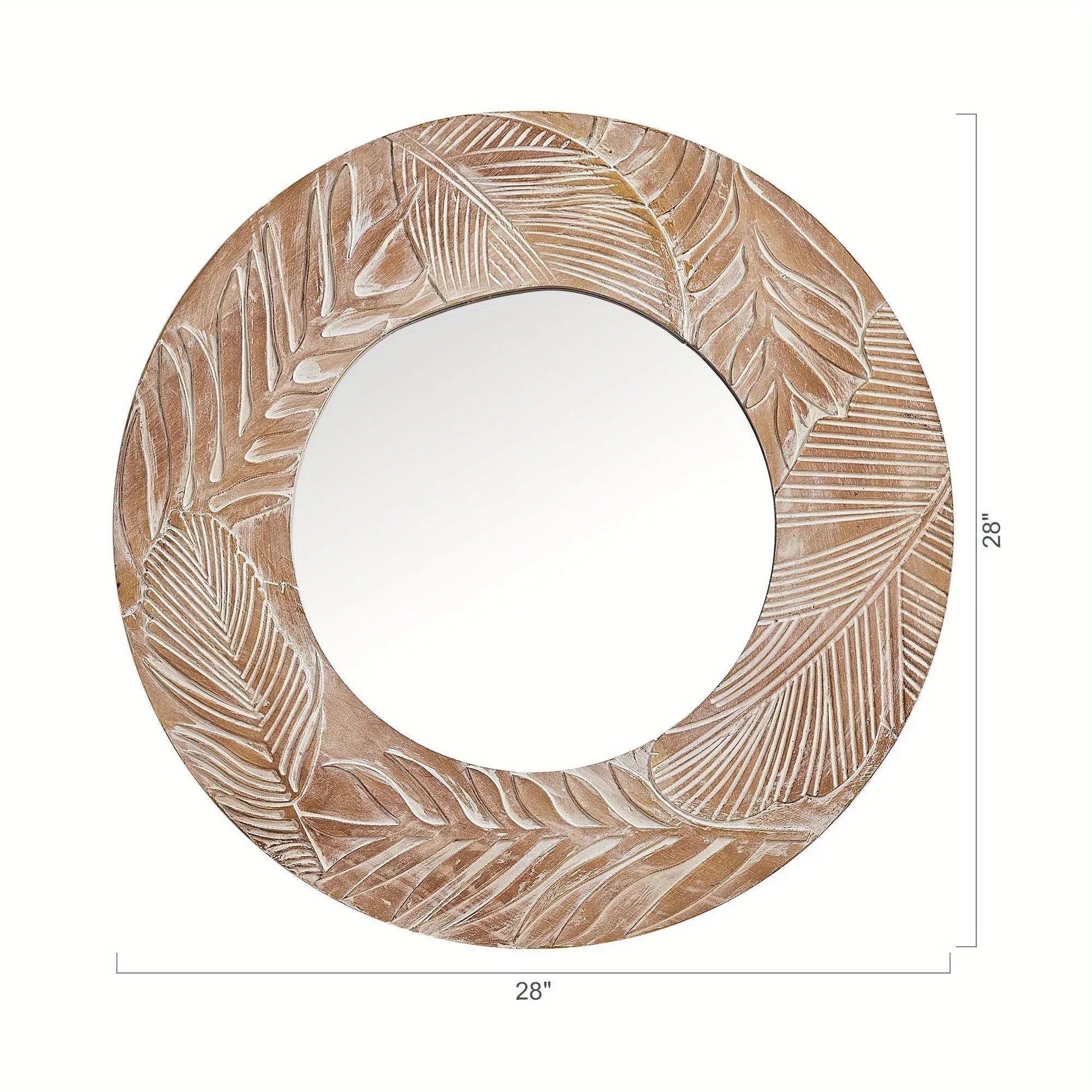 28 In. W X In. H Round Rustic Framed Wall Bathroom Vanity Mirror - House Of Avana