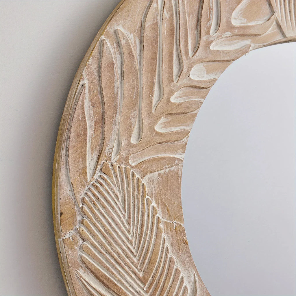 28 In. W X In. H Round Rustic Framed Wall Bathroom Vanity Mirror - House Of Avana