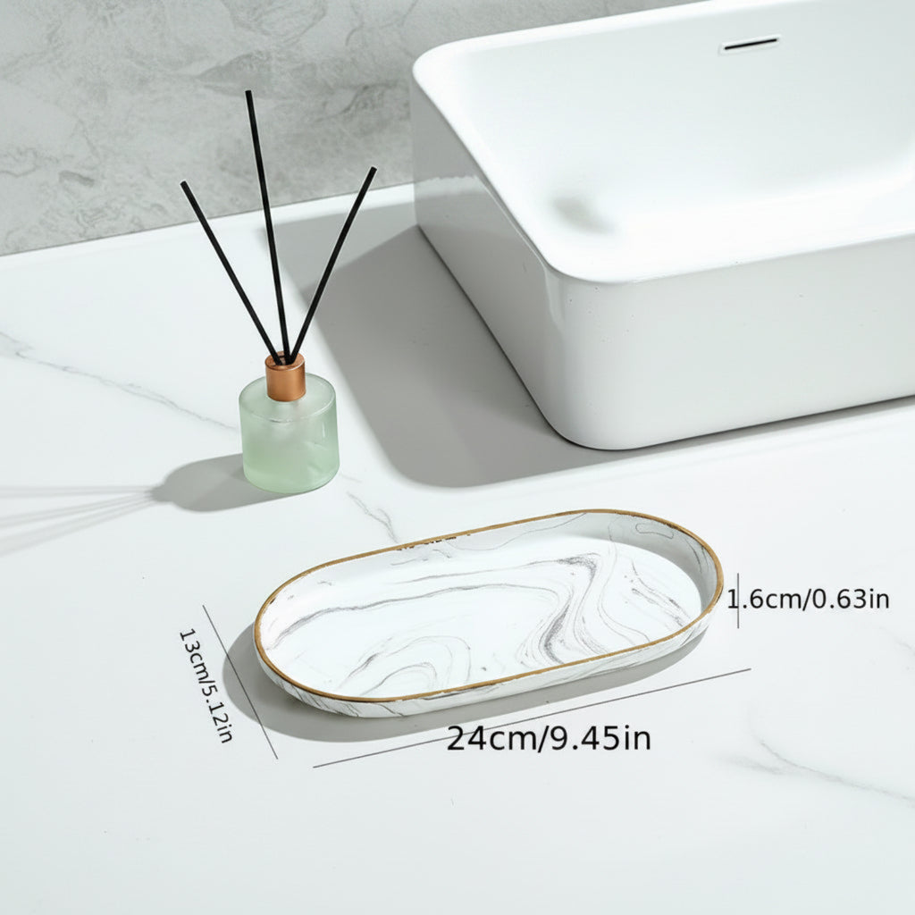 Vanity Tray - Non-Slip Marble Large