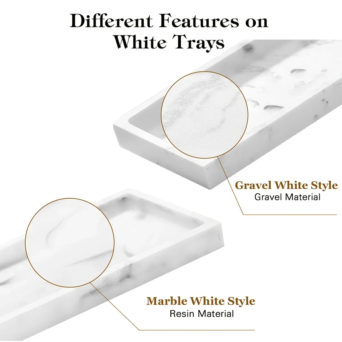 Vanity Tray - Non-Slip White Marble