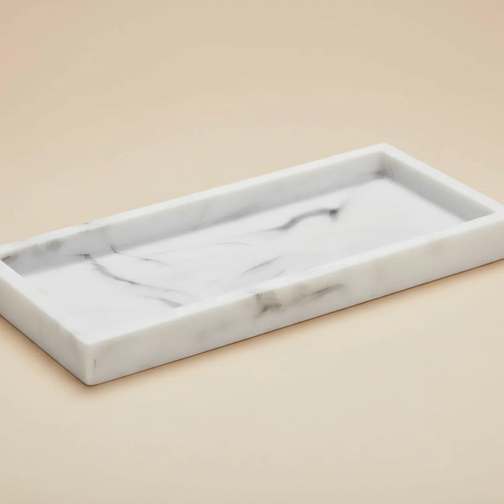 Vanity Tray - Non-Slip White Marble