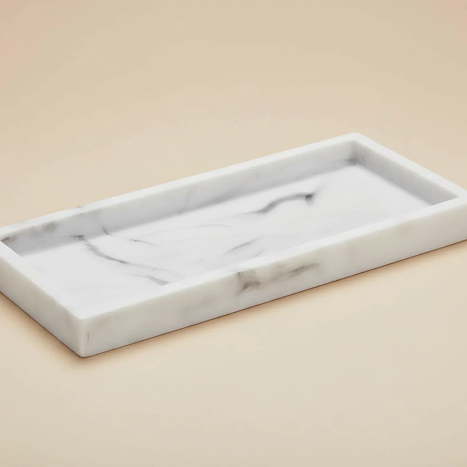 Vanity Tray - Non-Slip White Marble