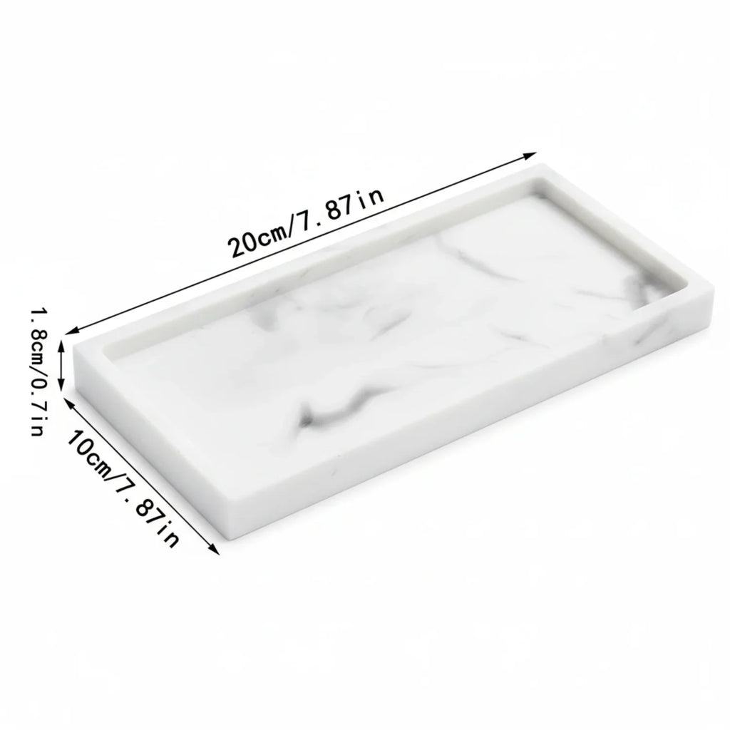 Vanity Tray - Non-Slip White Marble