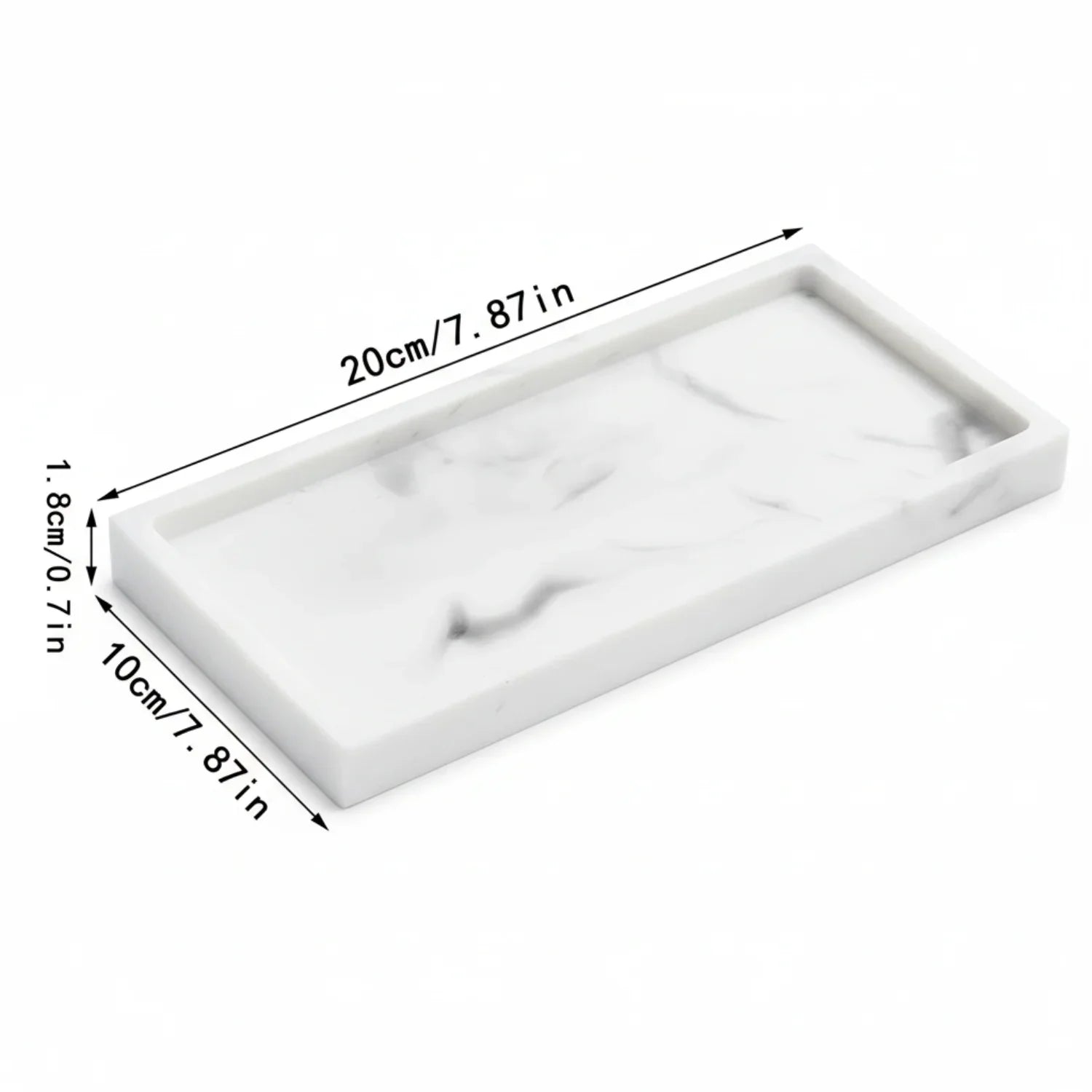 Vanity Tray - Non-Slip White Marble