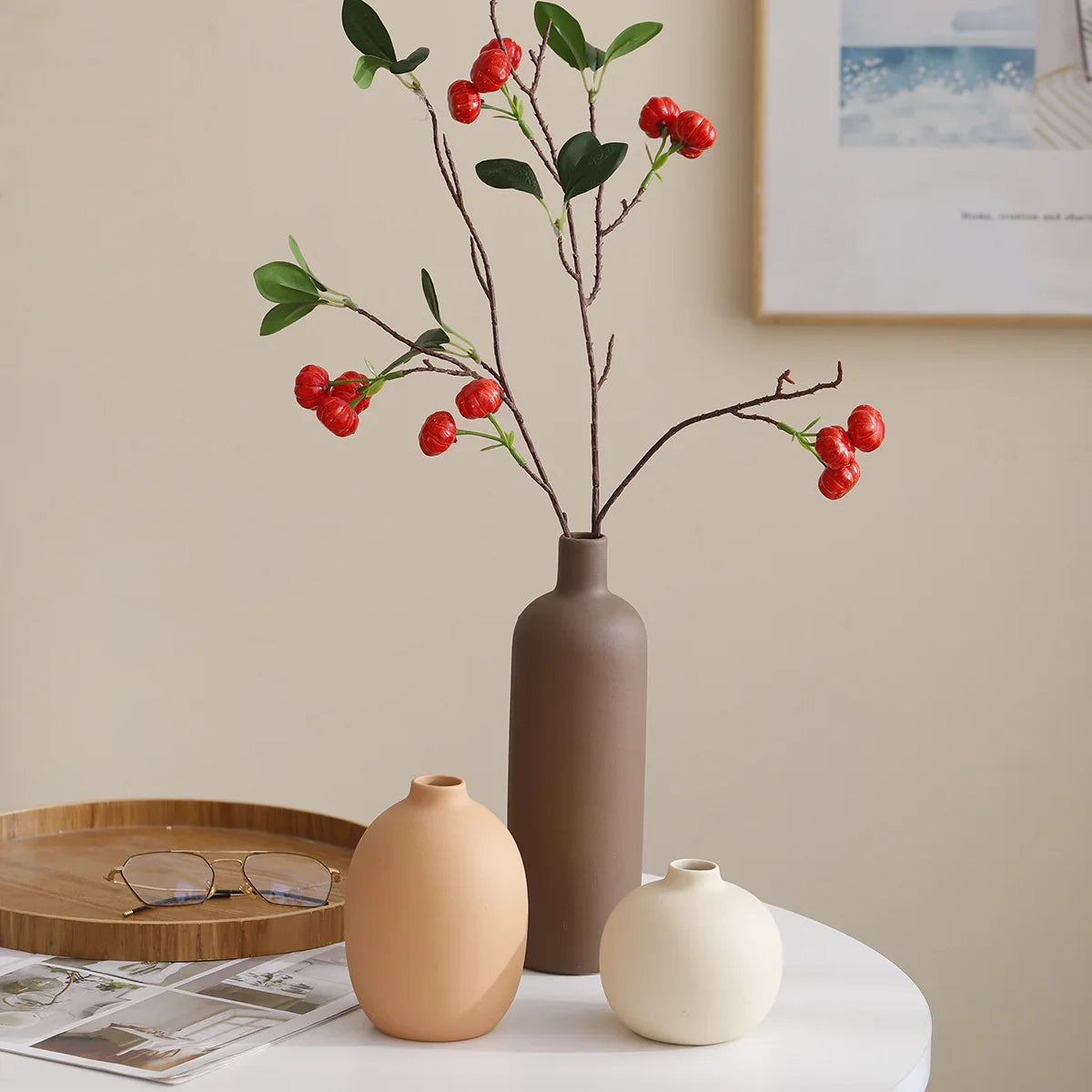 S Decorative Style Ceramic Vase, Multi-piece Combination Creative Home Living Room Tabletop Decorative... - House Of Avana