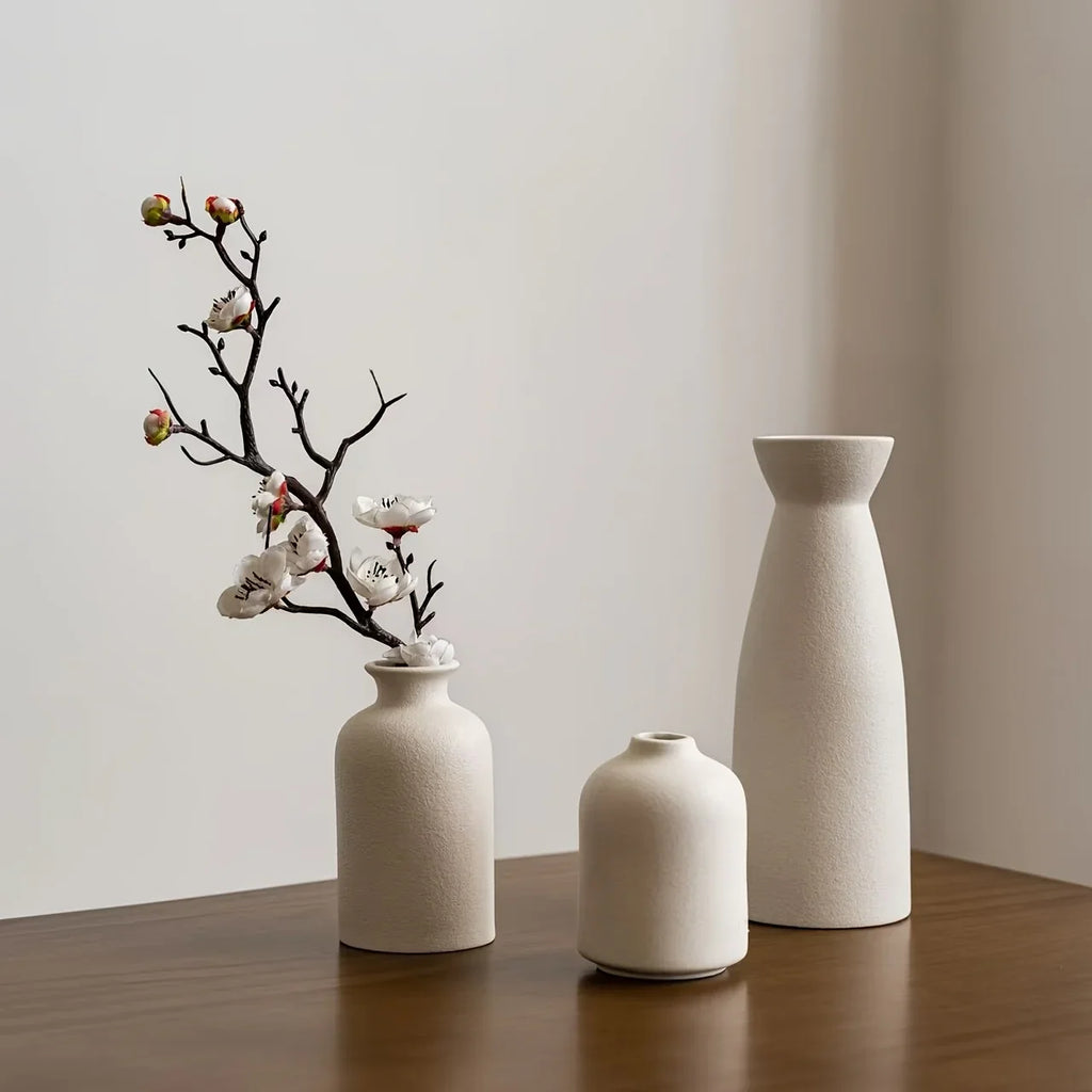 Ceramic Vase Set of Modern Boho Style Vases, angled view - House Of Avana