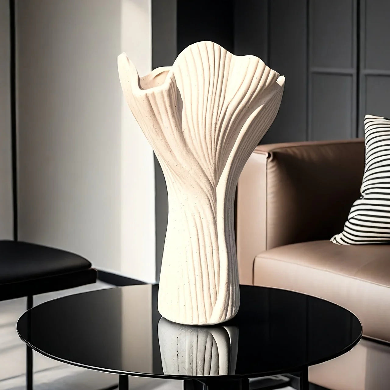 Ceramic Vase with Textured Ridges for Hydroponic Flowers, product packaging - House Of Avana