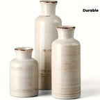 Vase - Decorative Ceramic Beige Brown Tabletop, front view - House Of Avana
