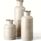 Vase - Decorative Ceramic Beige Brown Tabletop, side view - House Of Avana