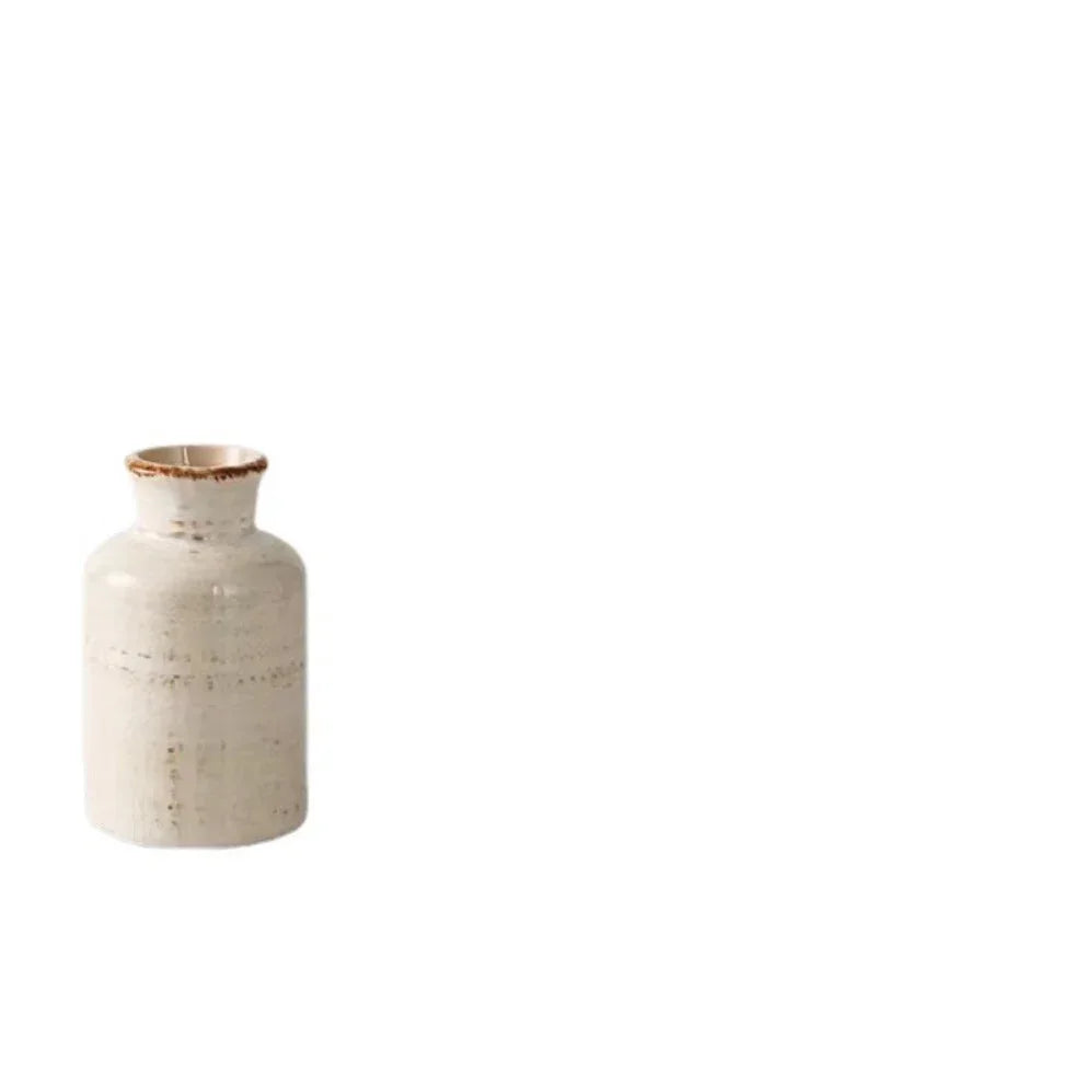 Vase - Decorative Ceramic Beige Brown Tabletop, angled view - House Of Avana
