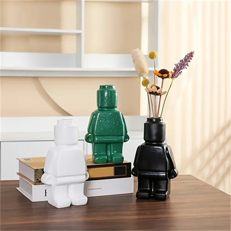 Vase - Decorative Ceramic White, angled view - House Of Avana