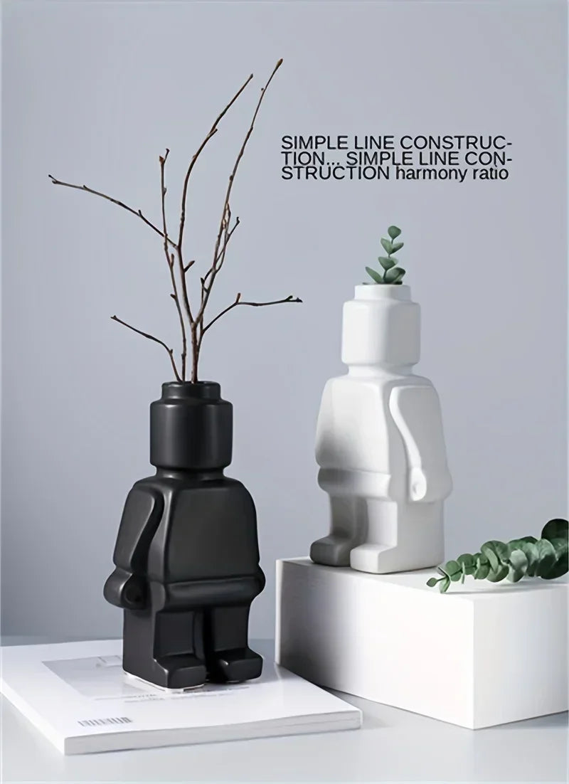 Vase - Decorative Ceramic White, angled view - House Of Avana