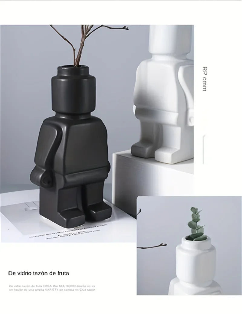 Vase - Decorative Ceramic White, angled view - House Of Avana