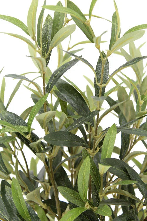 30" Faux Olive Arrangement in Artisan Vase, angled view - House Of Avana