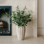 30" Faux Olive Arrangement in Artisan Vase, back view - House Of Avana
