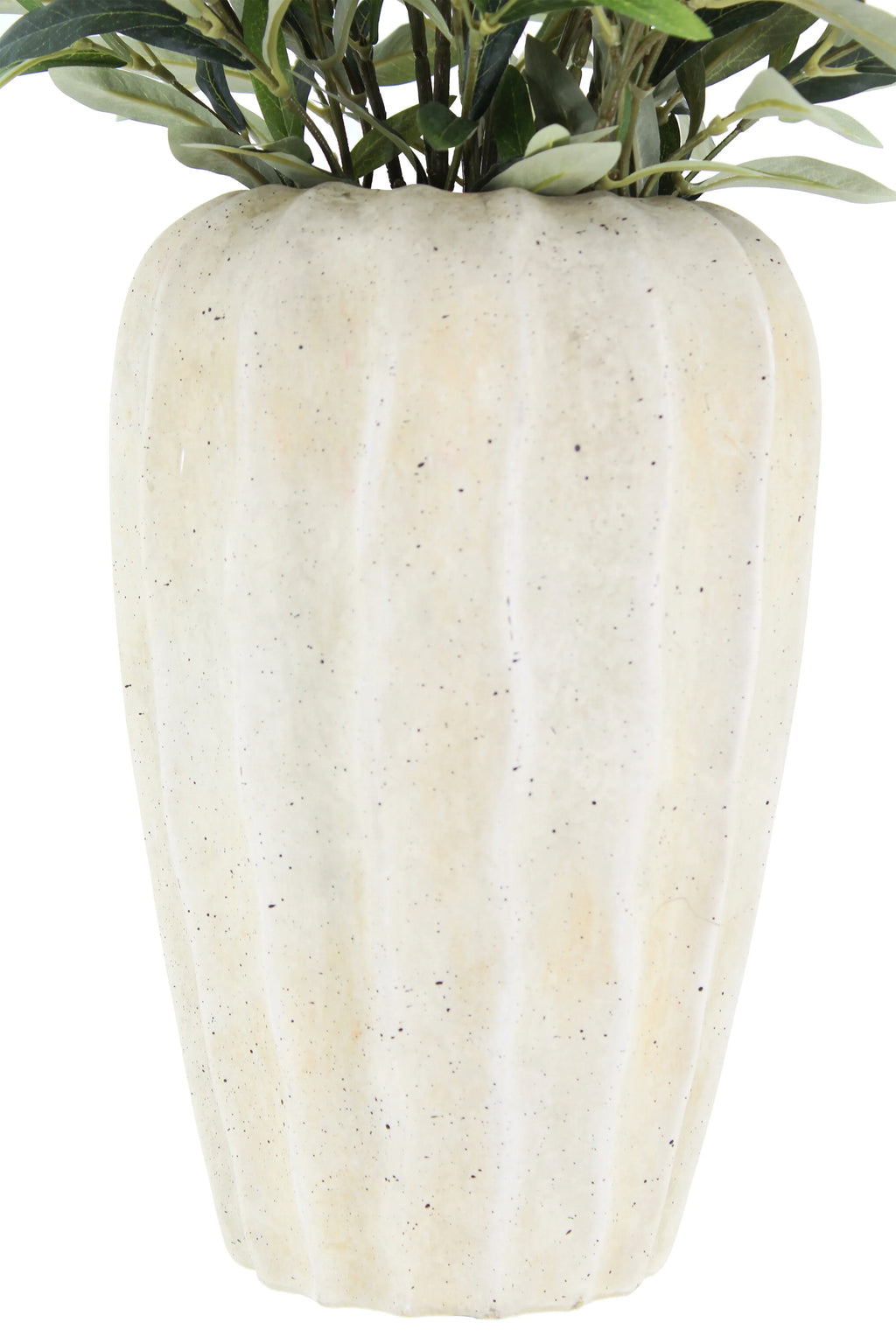 30" Faux Olive Arrangement in Artisan Vase, top view - House Of Avana