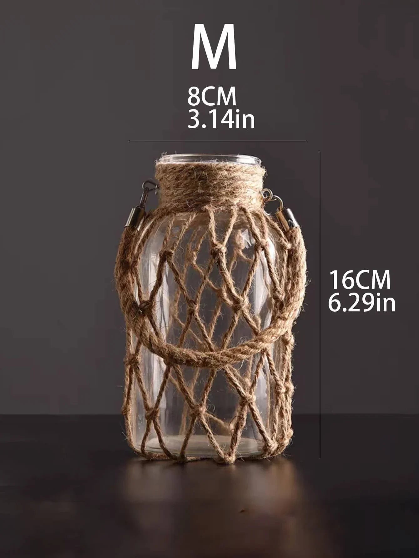 Hemp Glass Vase with Hand Woven Rope Detail, lifestyle image - House Of Avana