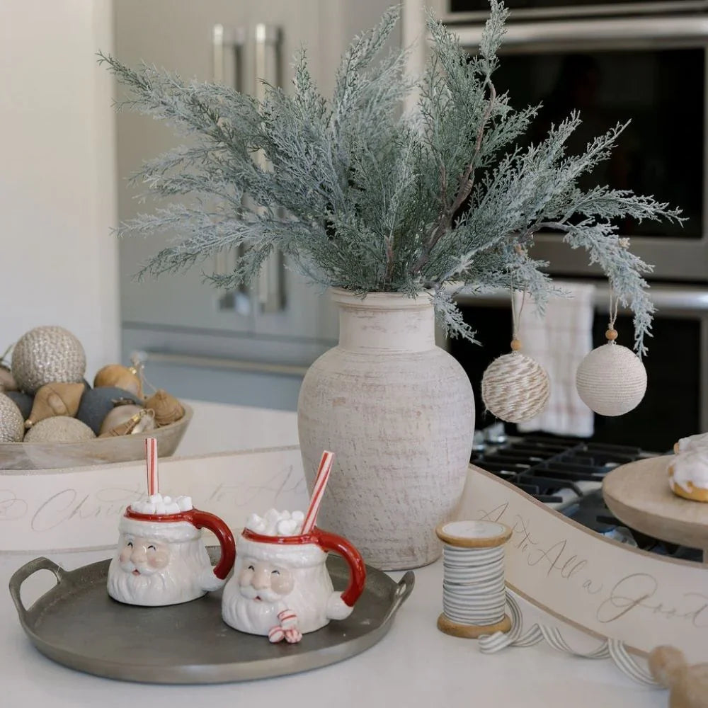 12.4" Hand Painted Terracotta Vase, side view - House Of Avana