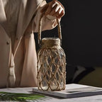 Hemp Glass Vase with Hand Woven Rope Detail, detail shot - House Of Avana