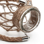 Hemp Glass Vase with Hand Woven Rope Detail, angled view - House Of Avana