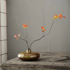 Ceramic Japanese Vase - Minimalist Beige/brown/white Flower Pot for Home Decor, angled view - House Of Avana