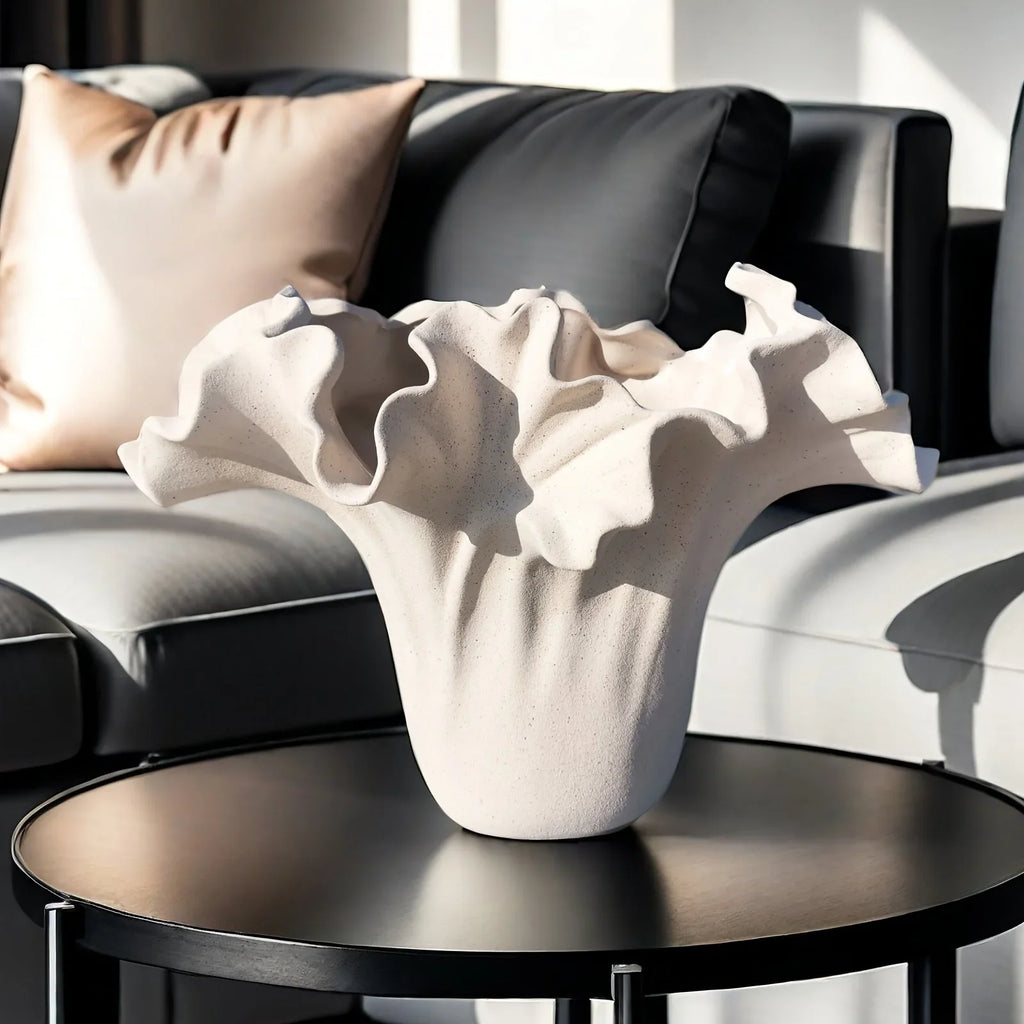 Ceramic Vase with Rough Exterior, Single Standalone Planter for Indoor Home Decor, detail shot - House Of Avana