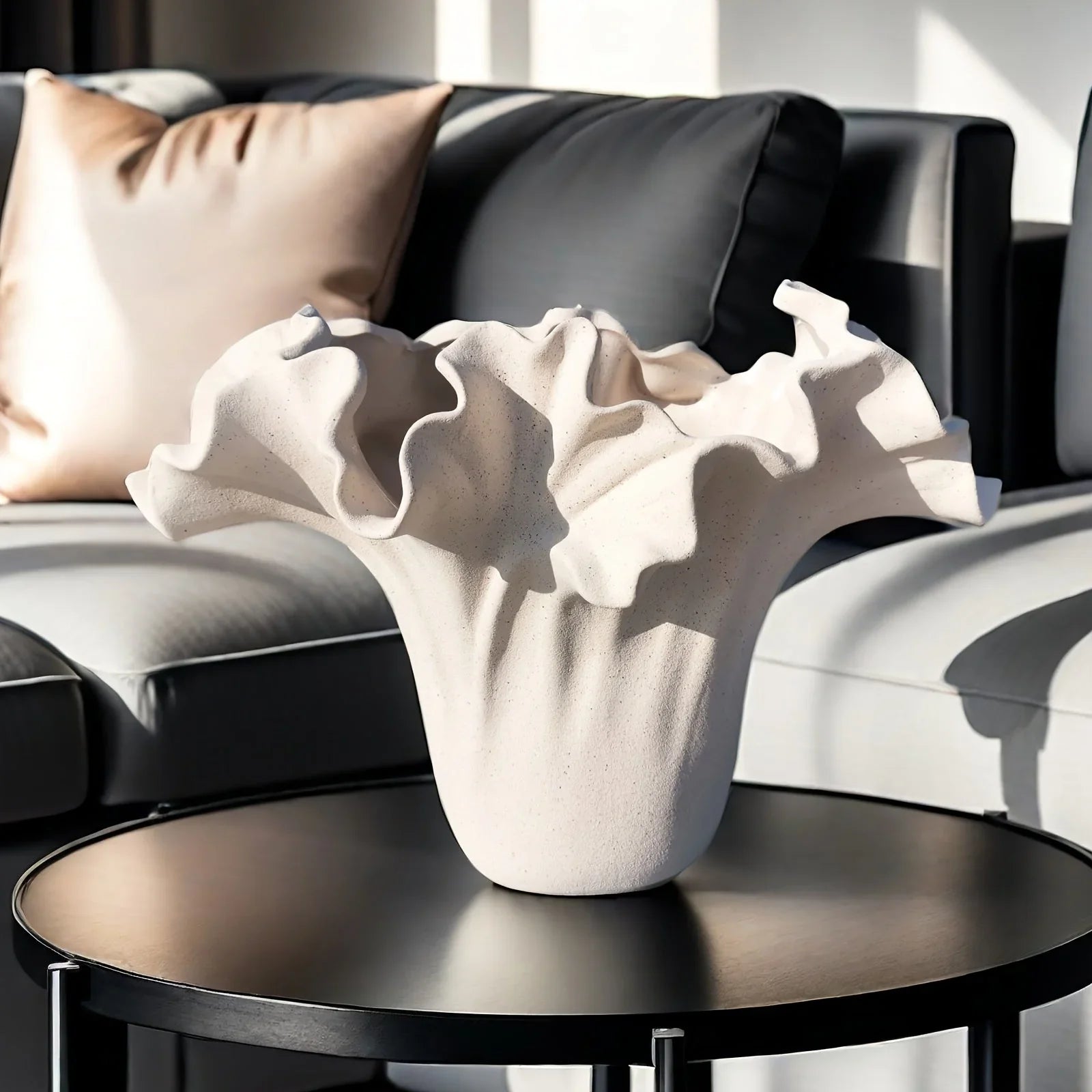 Ceramic Vase with Rough Exterior, Single Standalone Planter for Indoor Home Decor, detail shot - House Of Avana