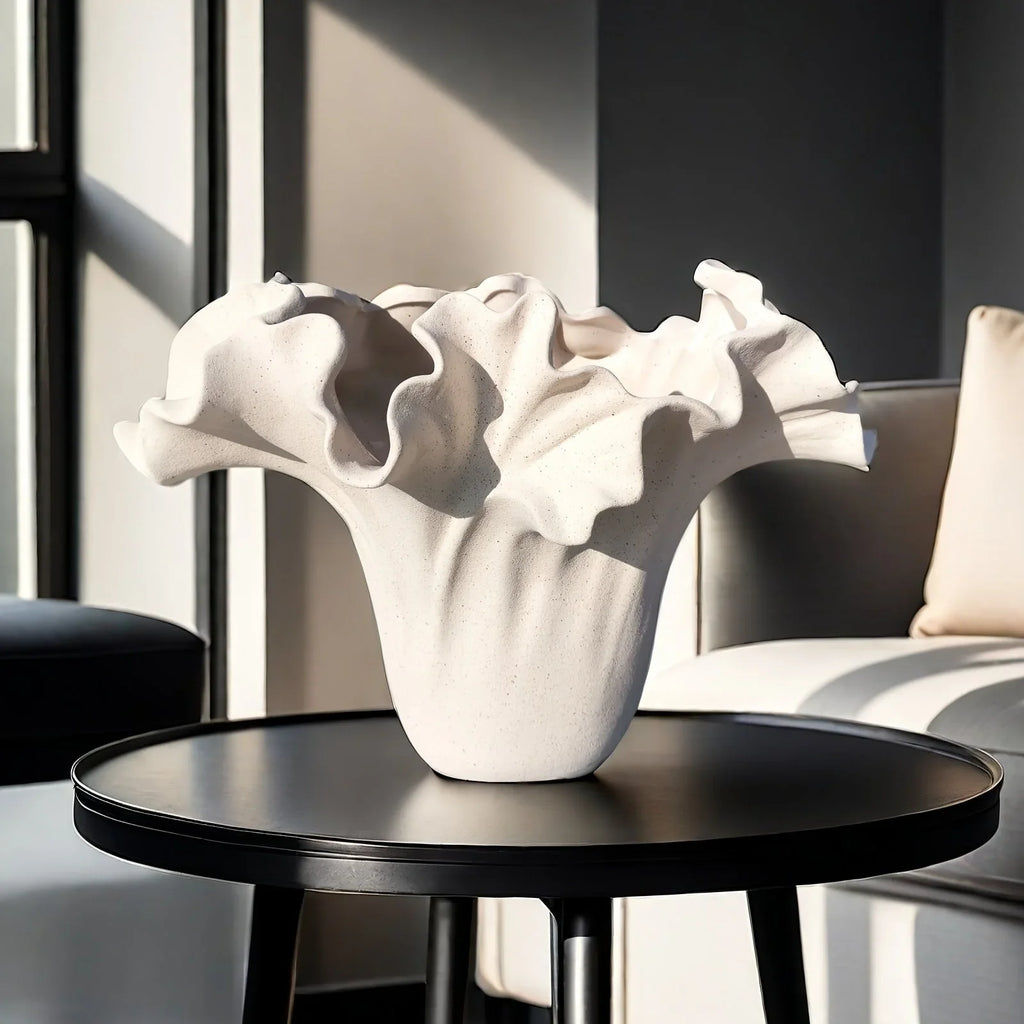 Ceramic Vase with Rough Exterior, Single Standalone Planter for Indoor Home Decor, lifestyle image - House Of Avana