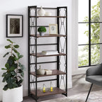 VECELO 5 Shelf Folding Bookshelf Industrial Metal Frame Display Shelf for Living Room, Bedroom, Kitchen, Office House Of Avana