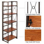 VECELO 5 Shelf Folding Bookshelf Industrial Metal Frame Display Shelf for Living Room, Bedroom, Kitchen, Office House Of Avana
