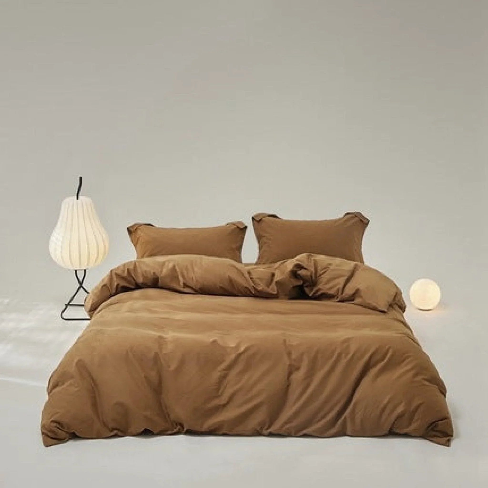 Velvære Luxe Solid Color Cotton Bedding Set / Brown Ever Lasting