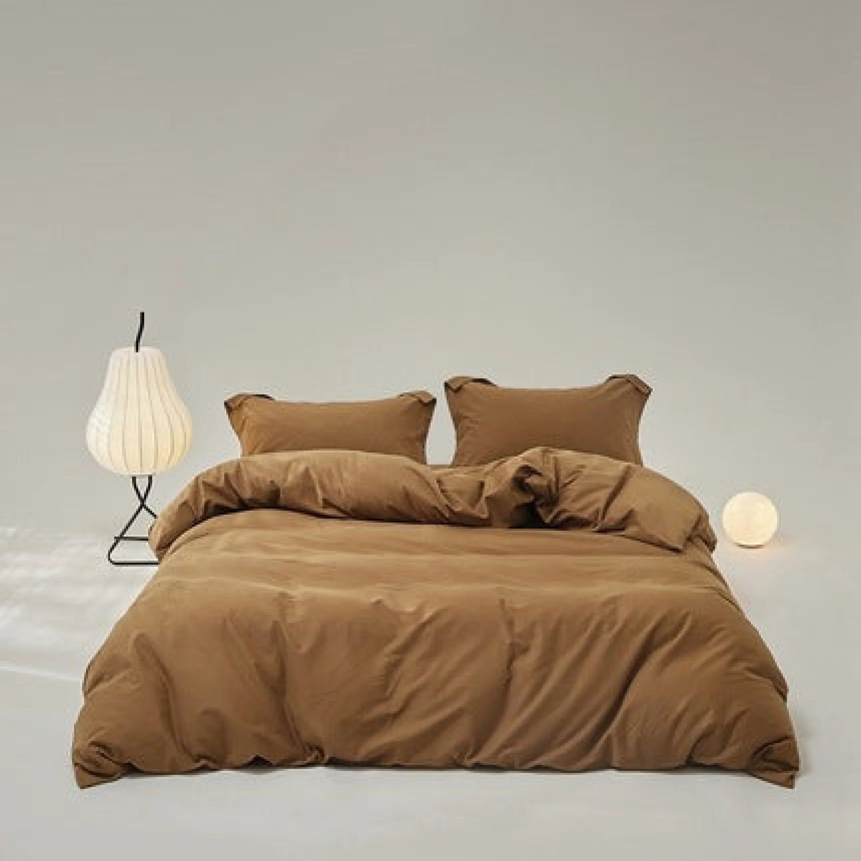 Velvære Luxe Solid Color Cotton Bedding Set / Brown Ever Lasting