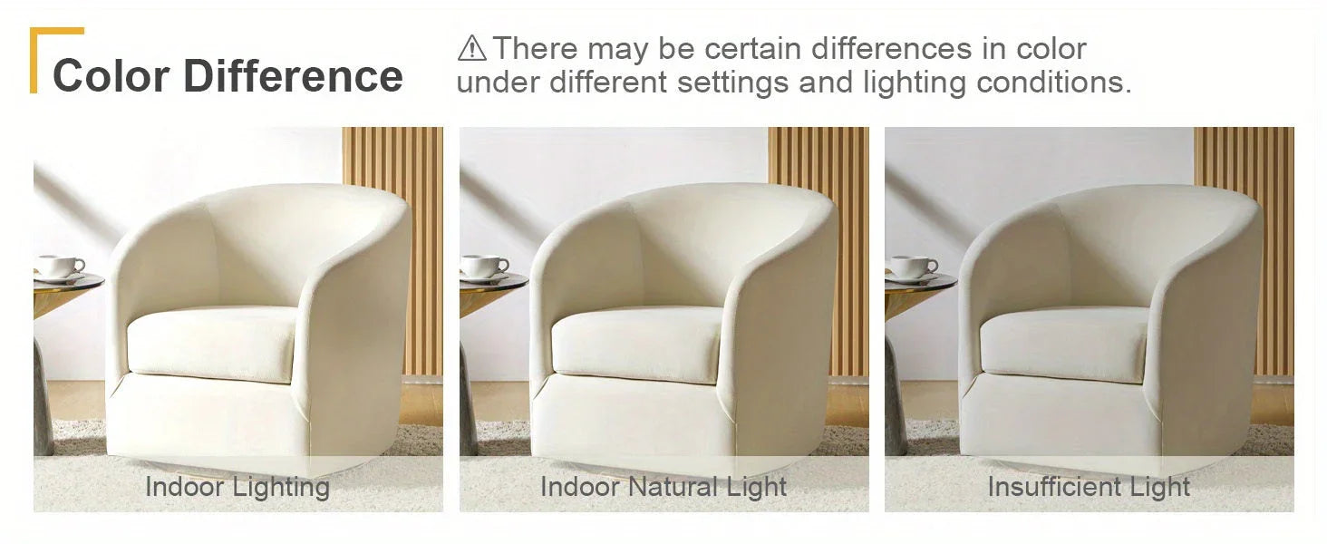 Ivory velvet swivel accent chair with golden metal base, luxurious seating - House of Avana