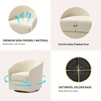 Ivory velvet swivel accent chair with golden metal base, luxurious seating - House of Avana