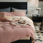 Velvet Buttoned Bedding Set / Orange Ever Lasting