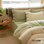 Velvet Buttoned Bedding Set / Orange Ever Lasting