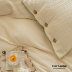 Velvet Buttoned Bedding Set / Orange Ever Lasting