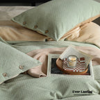 Velvet Buttoned Bedding Set / Orange Ever Lasting