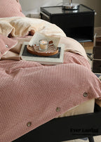 Velvet Buttoned Bedding Set / Orange Ever Lasting